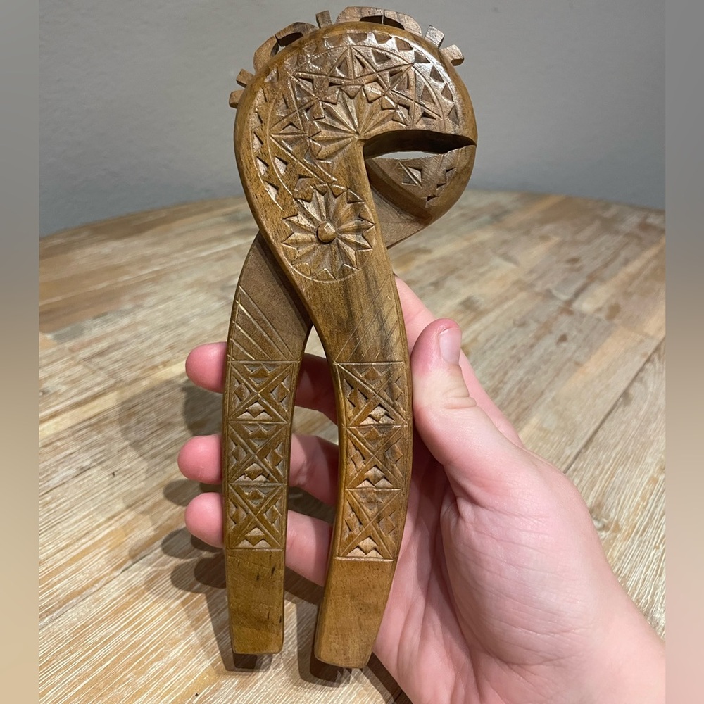 VTG Hand Carved Bohemian Wooden Nut Cracker Good Condition
